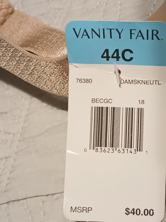 NEW Vanity Fair Lingerie® Beauty Back Back Smoother Full-Figure Bra Damask 44C - Picture 7 of 8